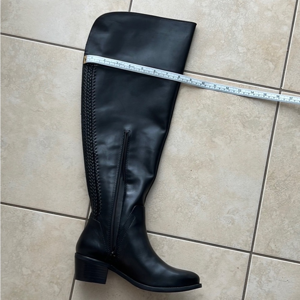 Vince Camuto Bendra Black Leather Over-the-Knee Split Shaft Boots 6M Black $270
